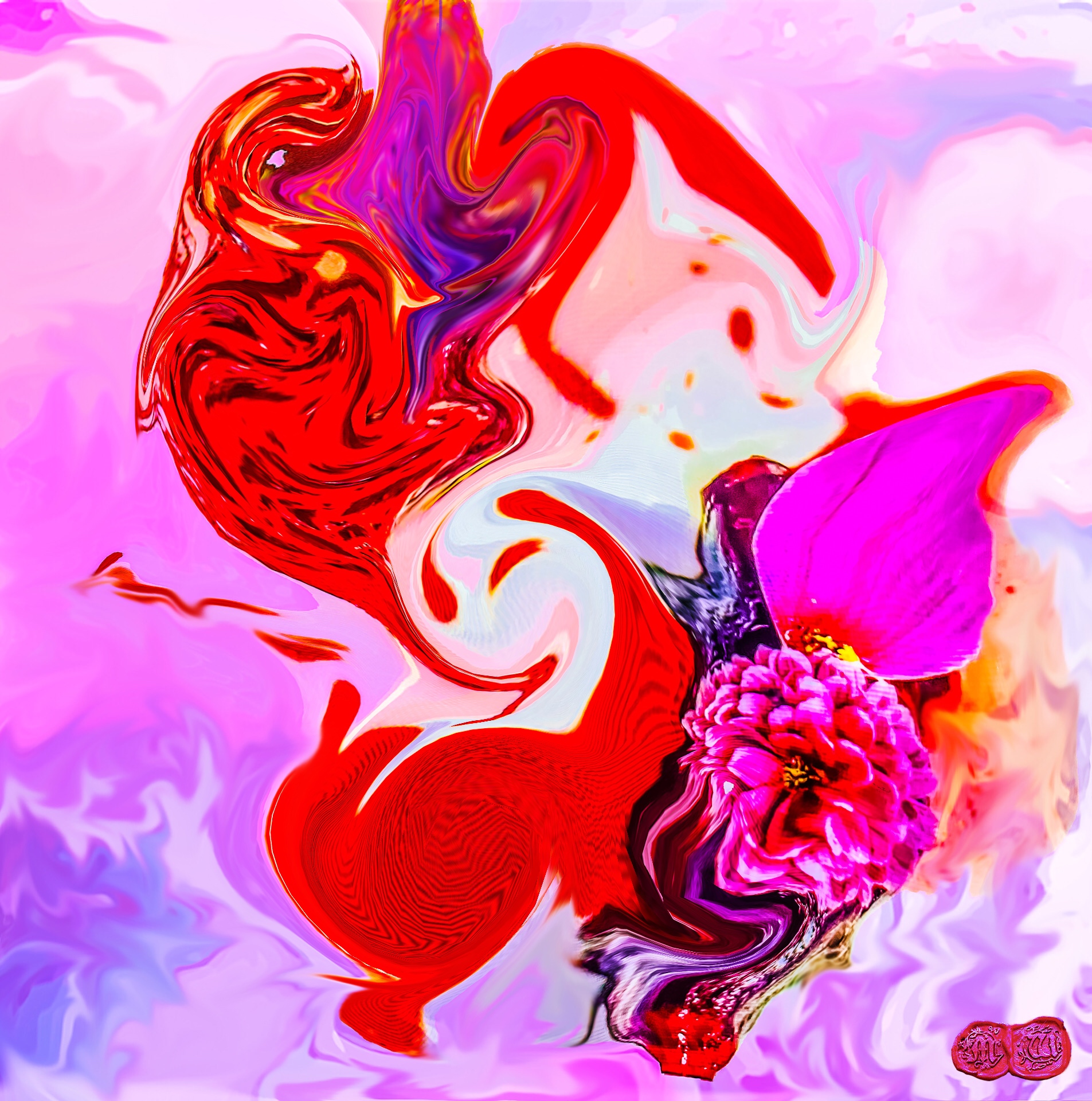 ROSC ART Abstract Transformation of Michelin Star Raspberry Melody - Contemporary Food Art from René Mathieu