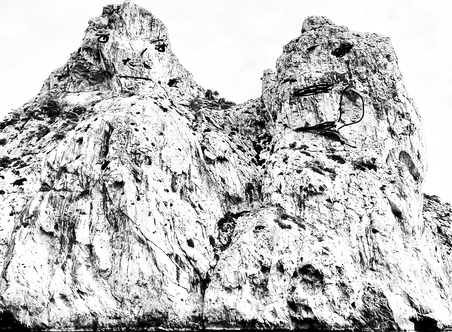 Cliff formation revealing faces